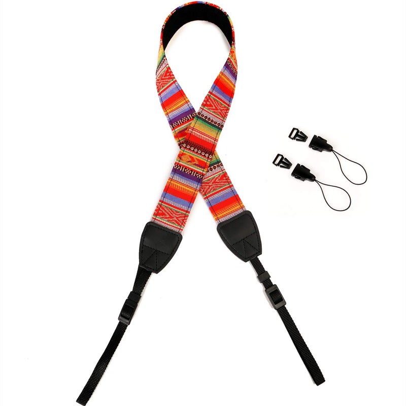 WANBY Camera Strap Canvas Rainbow Neck Shoulder Strap with Quick Release Buckles for DSLR SLR - Image 4